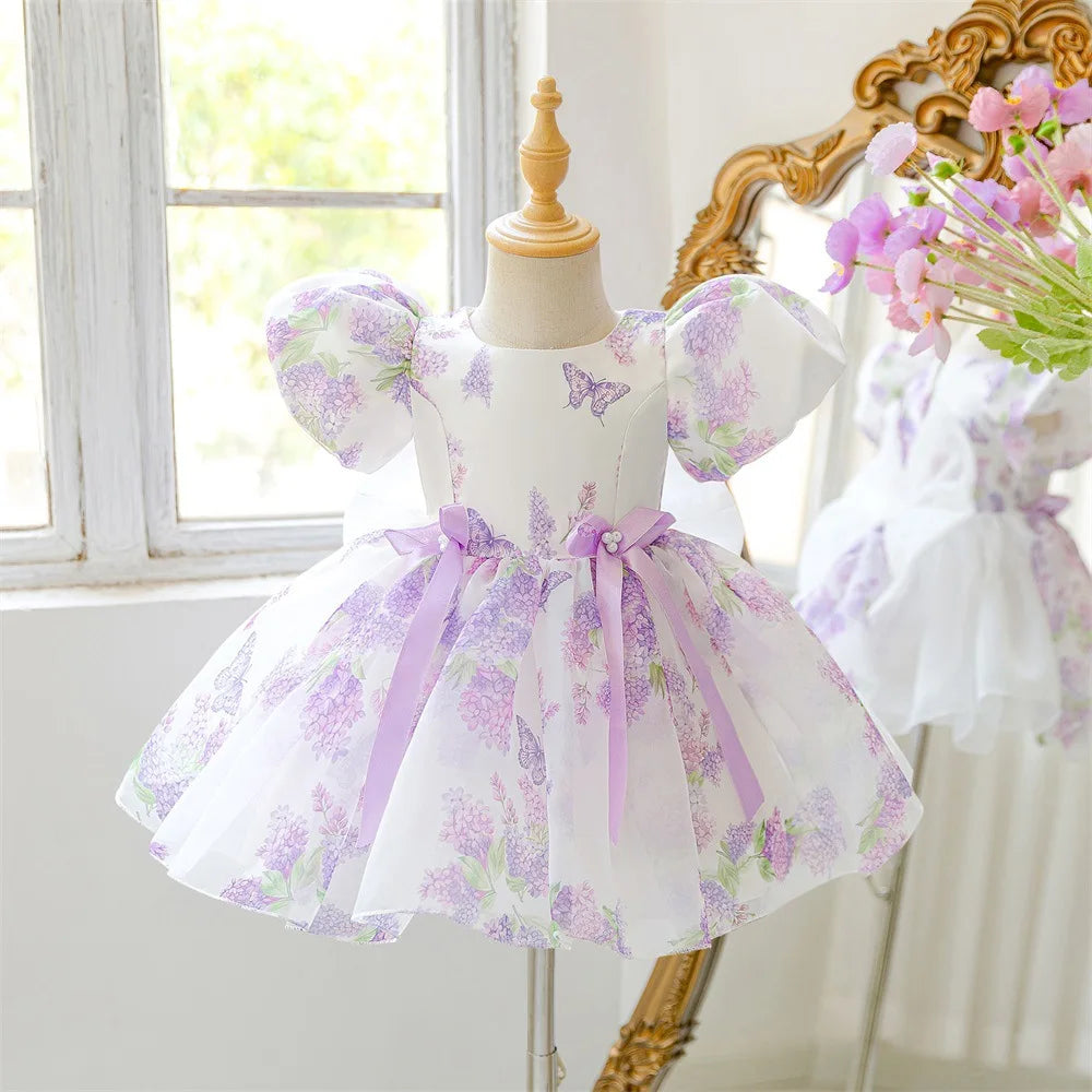Girls Floral Princess Dress – Runway Flower Girl Gown for Birthday & Party (6M–3Y)