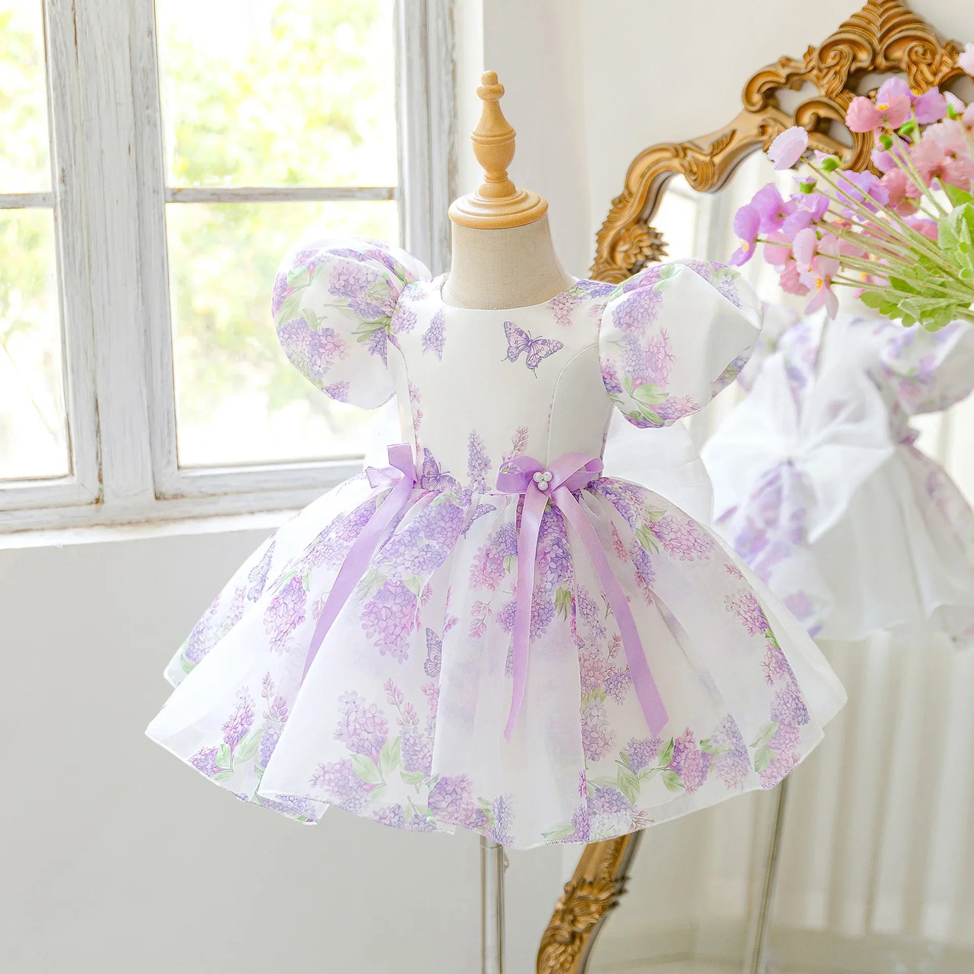 Girls Floral Princess Dress – Runway Flower Girl Gown for Birthday & Party (6M–3Y)