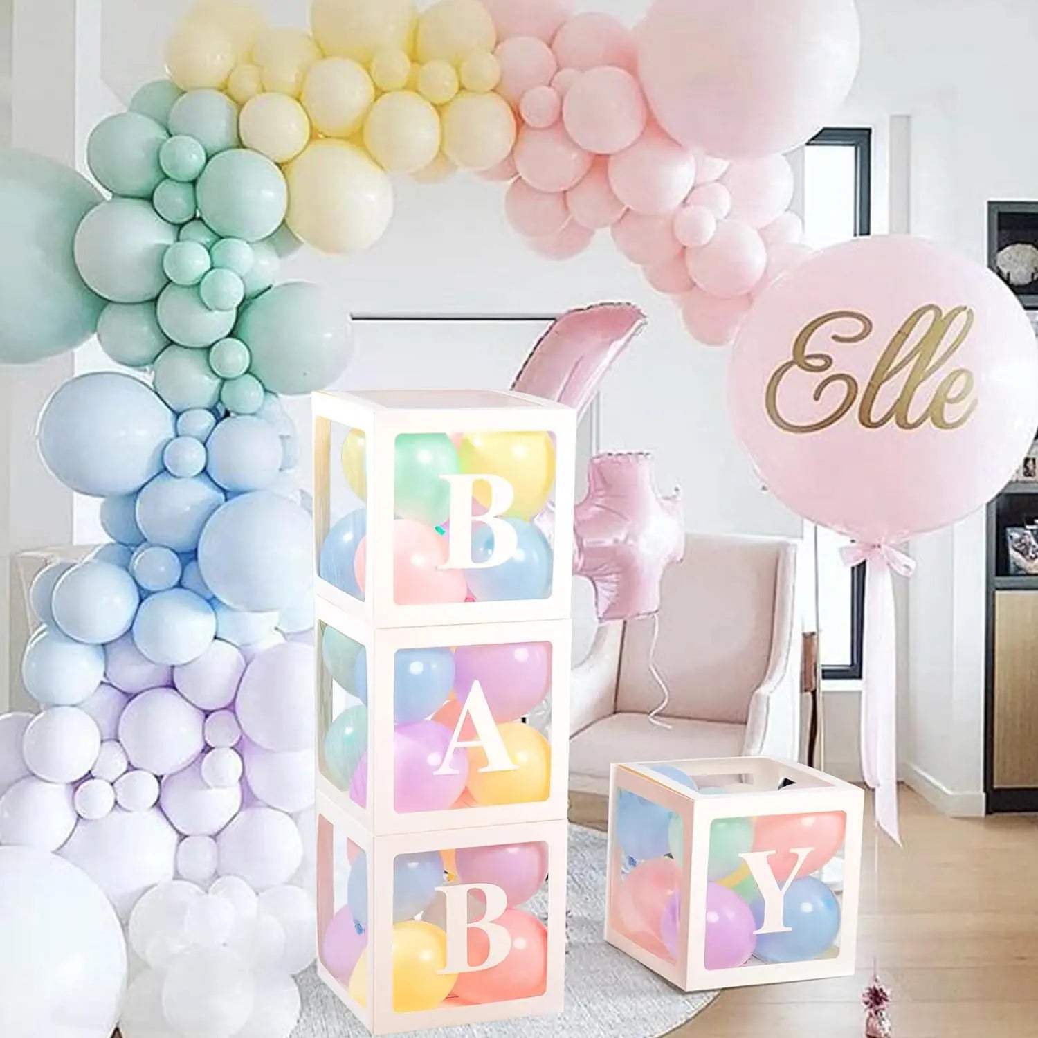 25cm Transparent Letter Gift Box – A-Z Alphabet for Baby Shower, Wedding & Party Decor