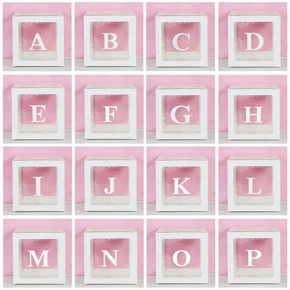 25cm Transparent Letter Gift Box – A-Z Alphabet for Baby Shower, Wedding & Party Decor