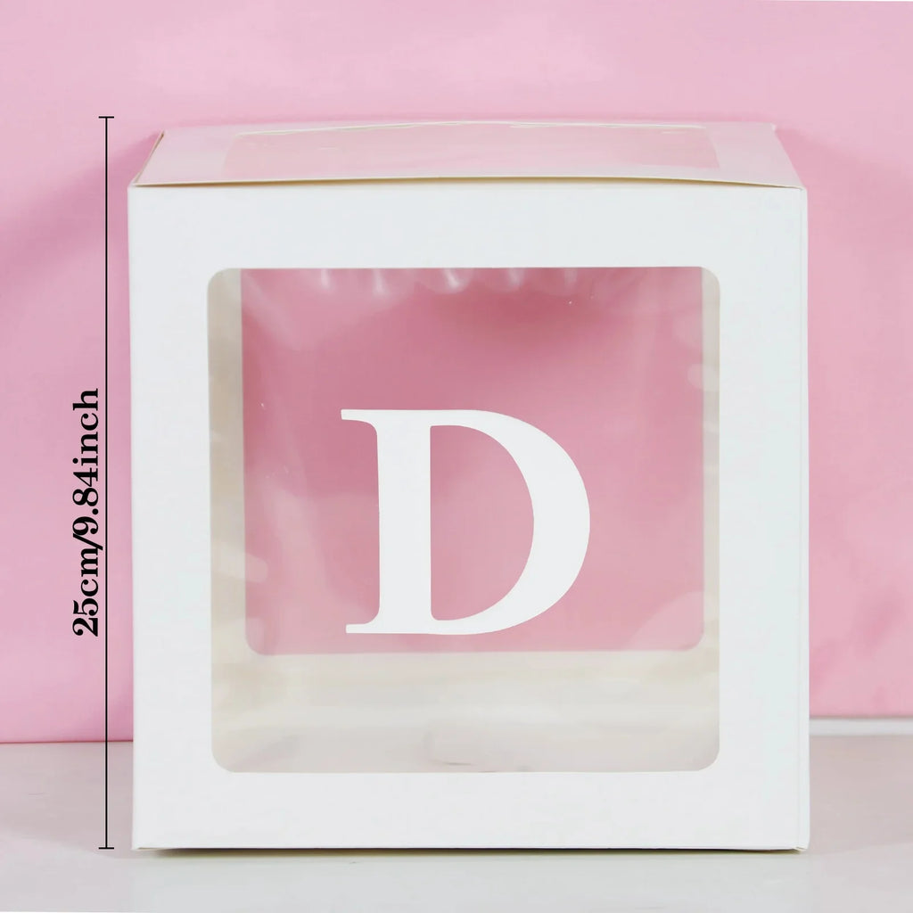 25cm Transparent Letter Gift Box – A-Z Alphabet for Baby Shower, Wedding & Party Decor