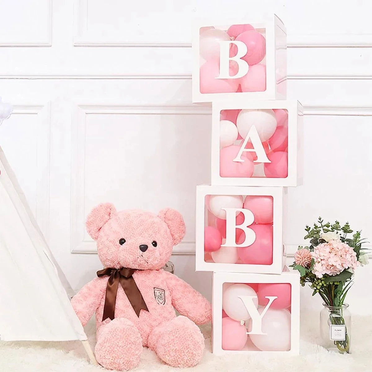 25cm Transparent Letter Gift Box – A-Z Alphabet for Baby Shower, Wedding & Party Decor