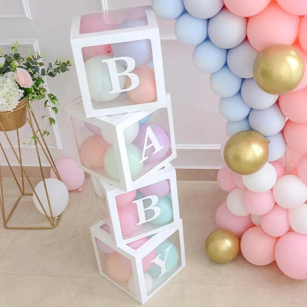 25cm Transparent Letter Gift Box – A-Z Alphabet for Baby Shower, Wedding & Party Decor