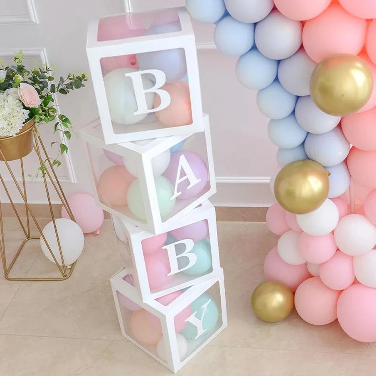 25cm Transparent Letter Gift Box – A-Z Alphabet for Baby Shower, Wedding & Party Decor