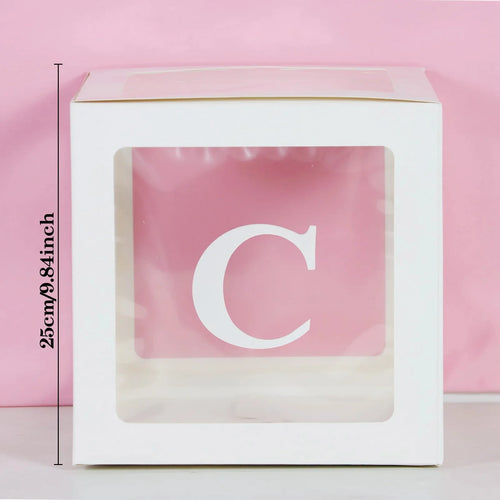 25cm Transparent Letter Gift Box – A-Z Alphabet for Baby Shower, Wedding & Party Decor