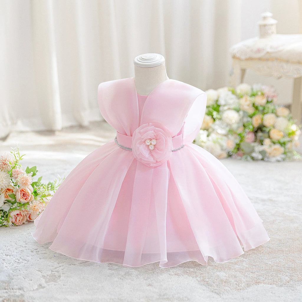 Baby Girl Flower Dress – Baptism, Birthday & Wedding Princess Gown (6M–3Y)