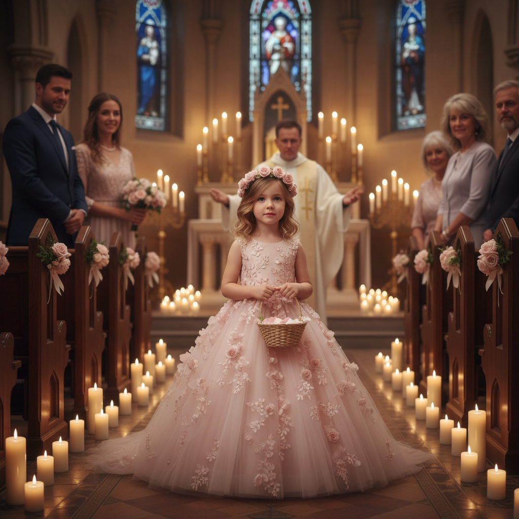 Custom Flower Girl Dress – Wedding, Birthday & Pageant Princess Ball Gown (12M–14)