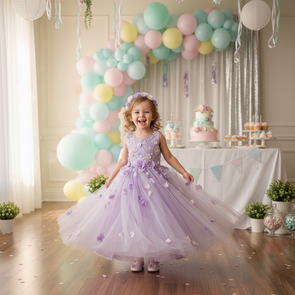 Custom Flower Girl Dress – Wedding, Birthday & Pageant Princess Ball Gown (12M–14)