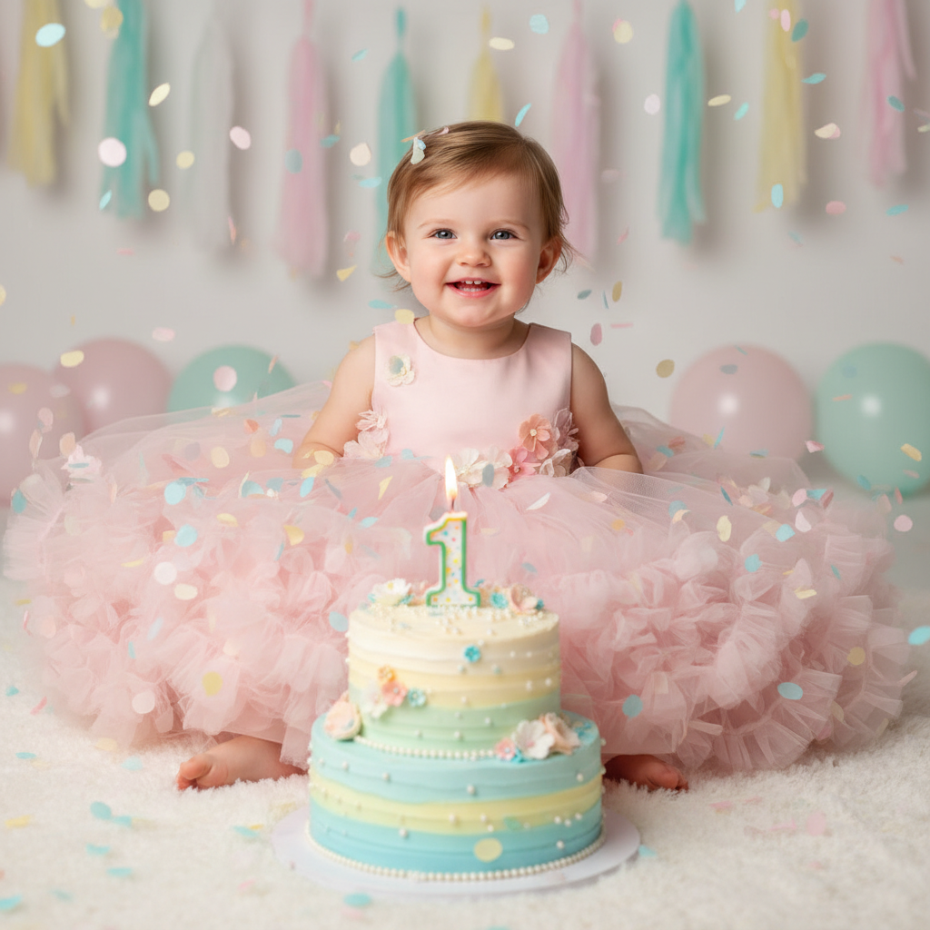 Baby Girl Flower Dress – Baptism, Birthday & Wedding Princess Gown (6M–3Y)