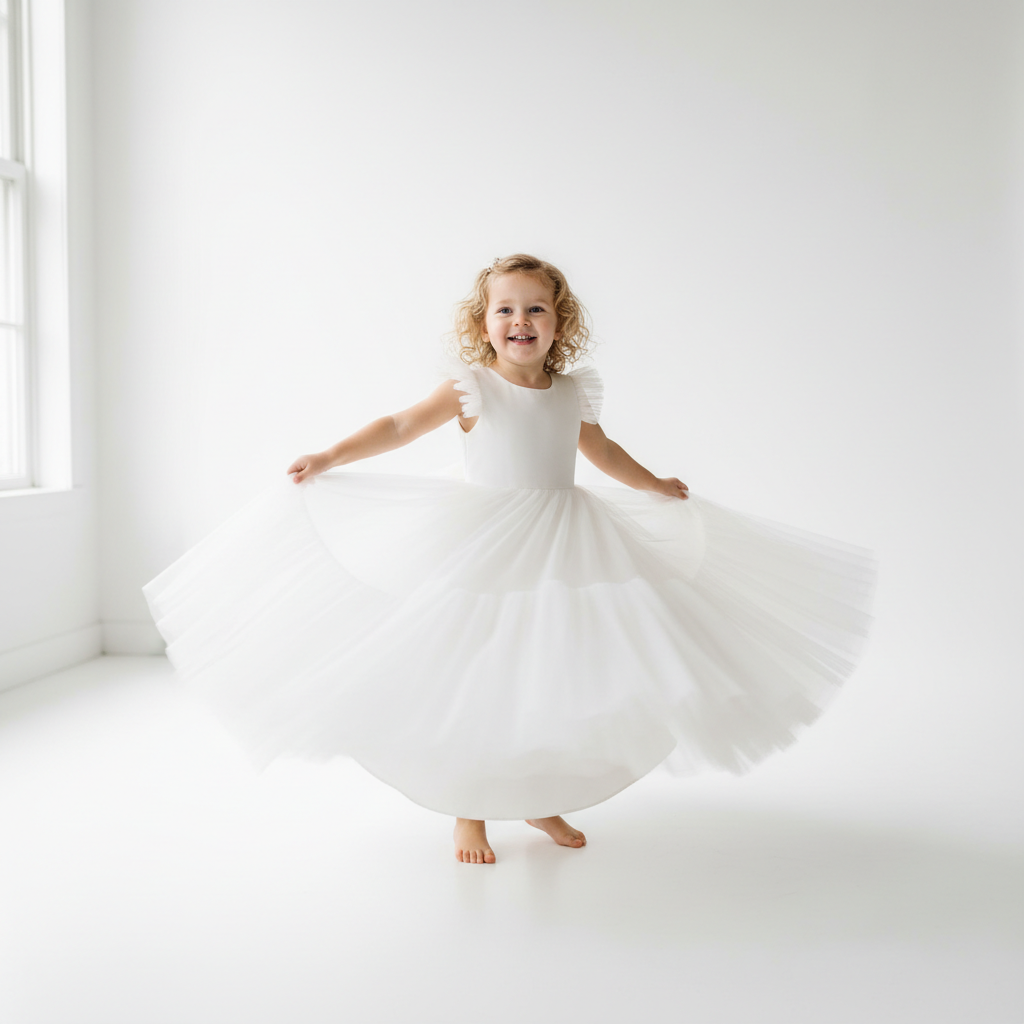 Custom Flower Girl Dress – Wedding, Birthday & Pageant Princess Ball Gown (12M–14)