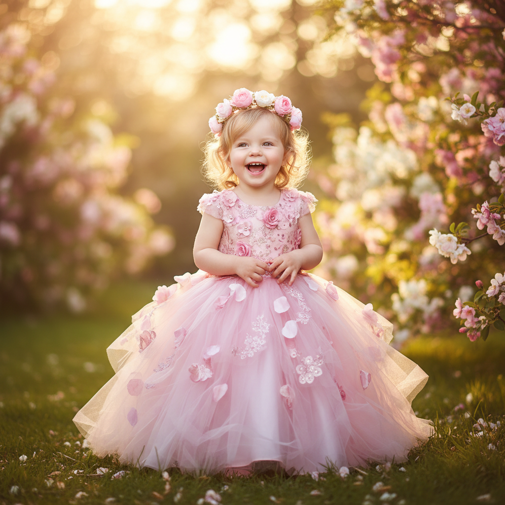 Baby Girl Flower Dress – Baptism, Birthday & Wedding Princess Gown (6M–3Y)