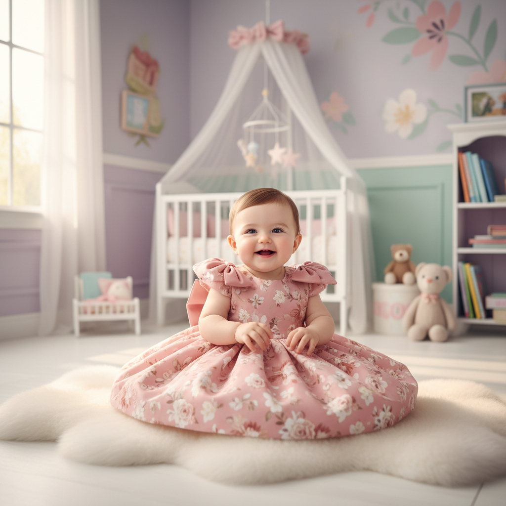 Baby Girl Flower Dress – Baptism, Birthday & Wedding Princess Gown (6M–3Y)