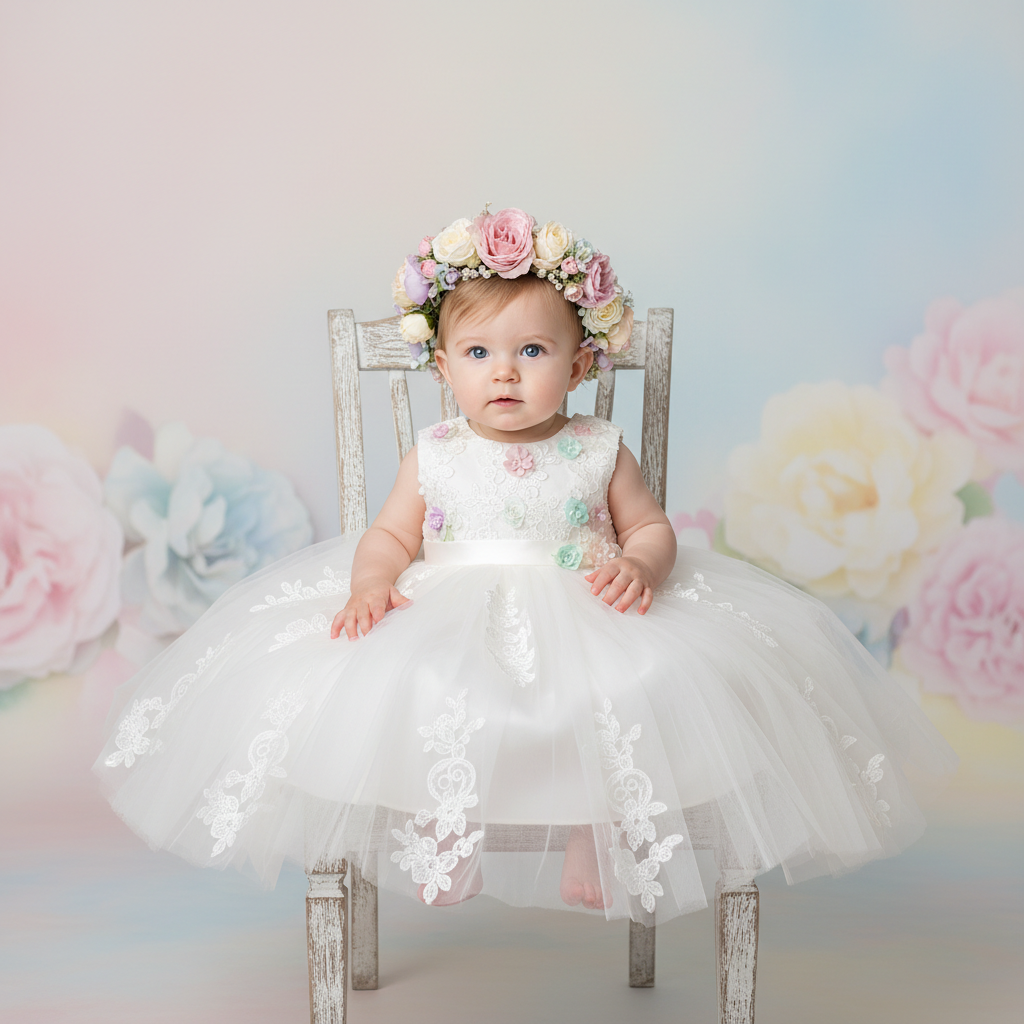 Custom Flower Girl Dress – Wedding, Birthday & Pageant Princess Ball Gown (12M–14)