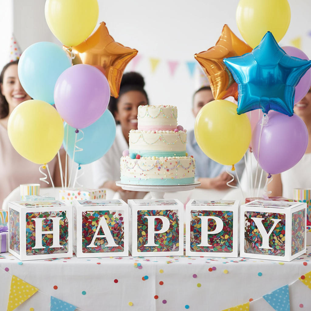 25cm Transparent Letter Gift Box – A-Z Alphabet for Baby Shower, Wedding & Party Decor