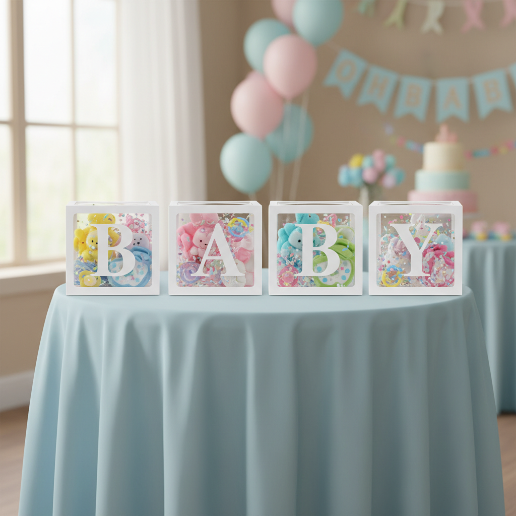 25cm Transparent Letter Gift Box – A-Z Alphabet for Baby Shower, Wedding & Party Decor