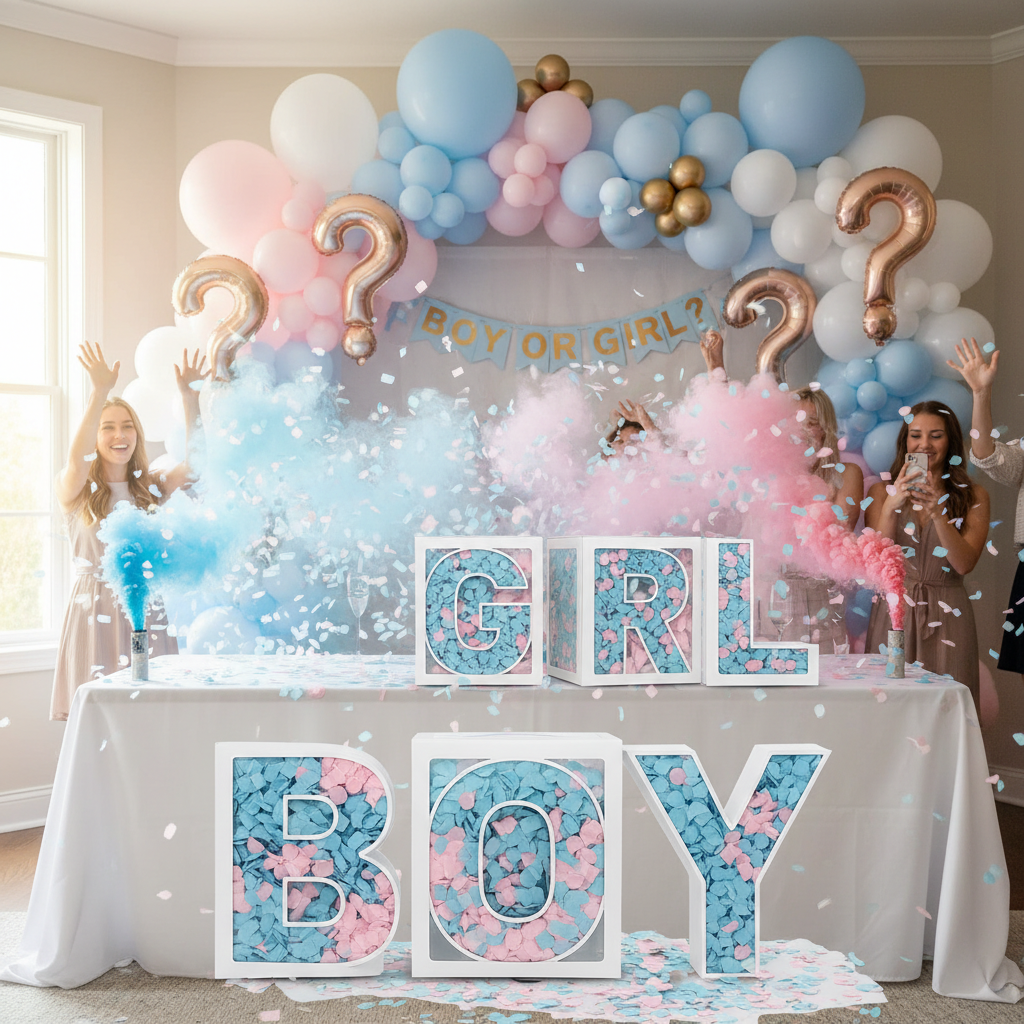25cm Transparent Letter Gift Box – A-Z Alphabet for Baby Shower, Wedding & Party Decor