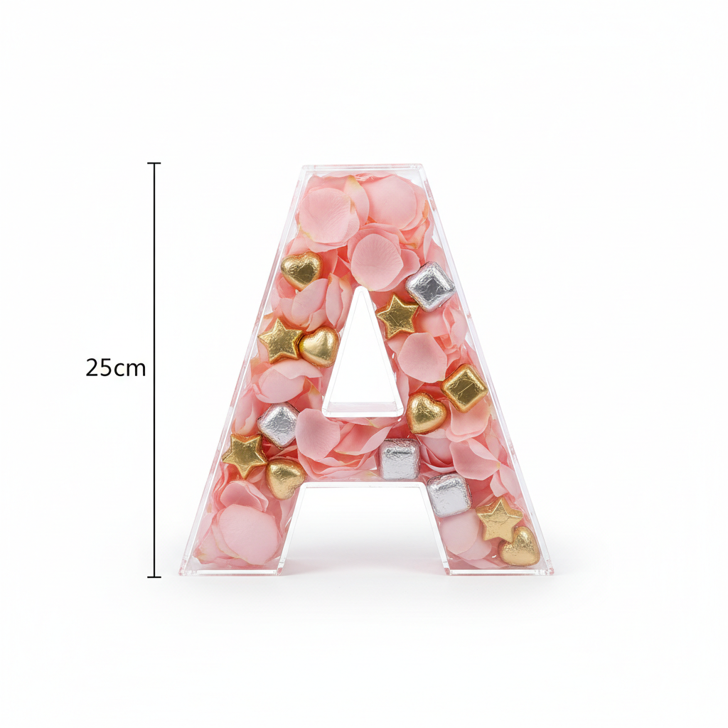 25cm Transparent Letter Gift Box – A-Z Alphabet for Baby Shower, Wedding & Party Decor