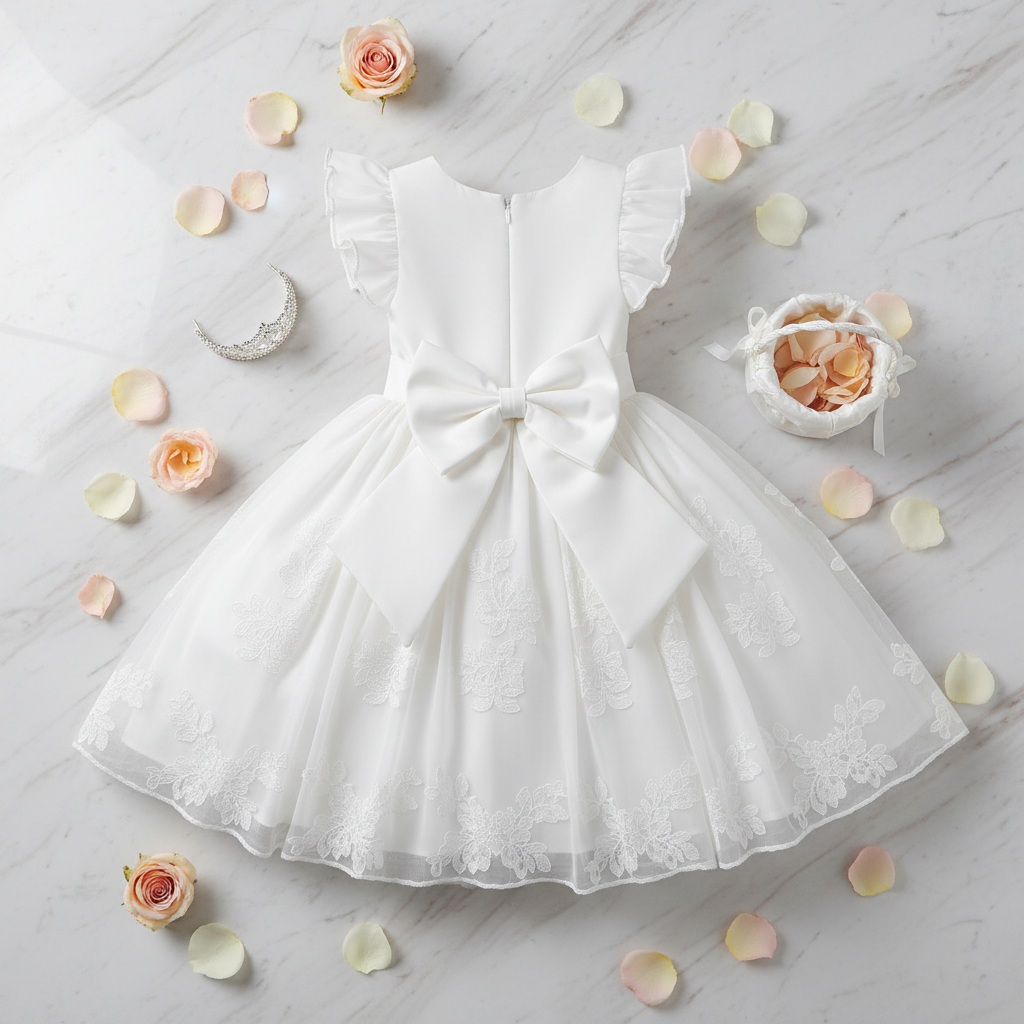 Custom Flower Girl Dress – Wedding, Birthday & Pageant Princess Ball Gown (12M–14)
