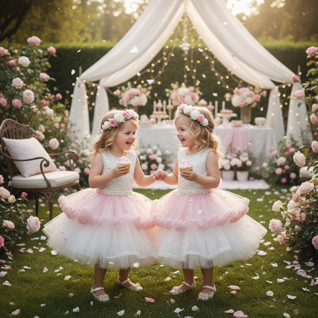 Toddler Girl Party Dress – Sleeveless Bowknot Pearl Cake Dress for Baby Girls 9M-5Y